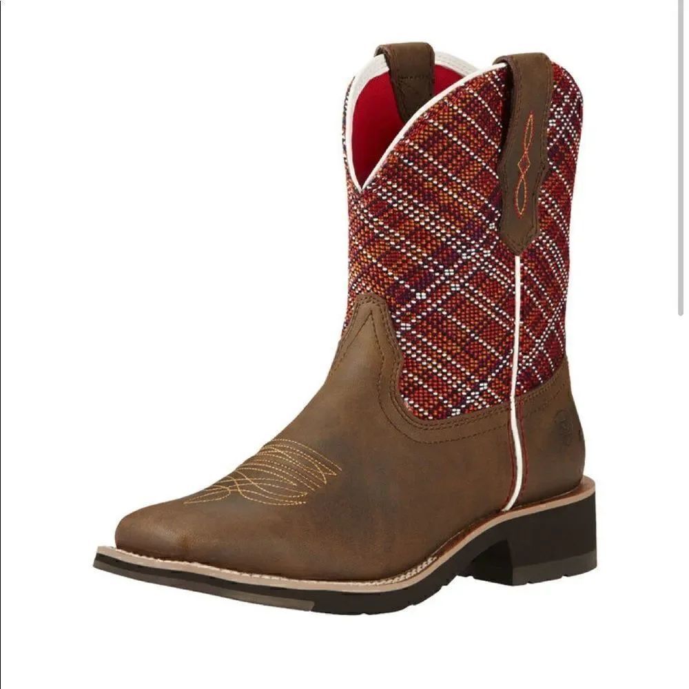 ARIAT Wild Rosie Western Boot Cowgirl Boot 10018670 Red Plaid RARE